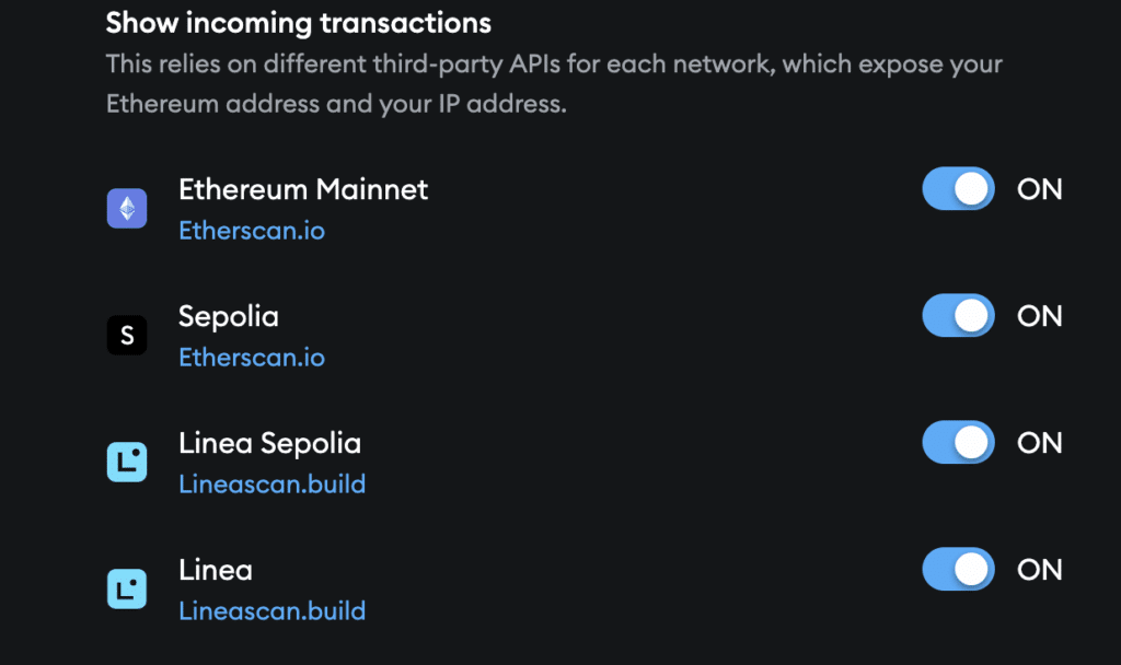 Show Incoming Transactions